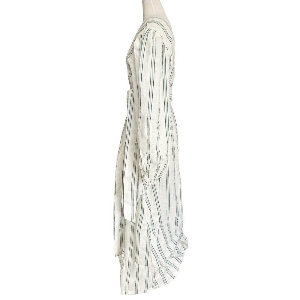 Juan de Dios Leticia Multicolor Striped Linen Embroidered Wrap Maxi Dress - Picture 3 of 8